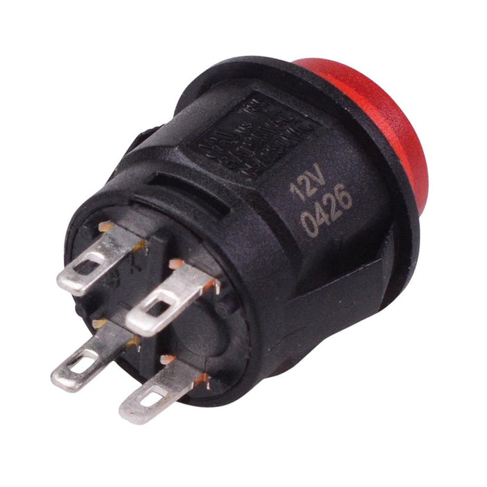 Off-(On) Momentary Red 12V LED 16mm Push Button Switch SPST R13-523AL-05