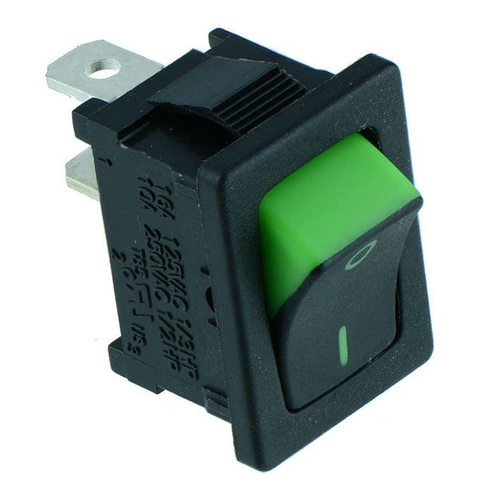Green Rectangle ‘Visi On’ Rocker Switch SPST R13-66A5-02