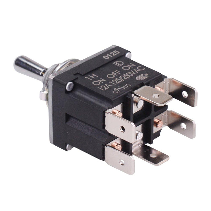 On-Off-On Sealed 12mm Toggle Switch DPDT 12A IP68