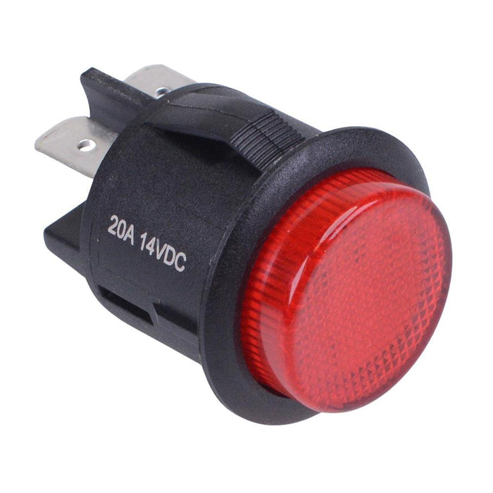 Red 12V LED 25mm Round Push Button Switch DPST 20A R13-541BL-01-BR-L1