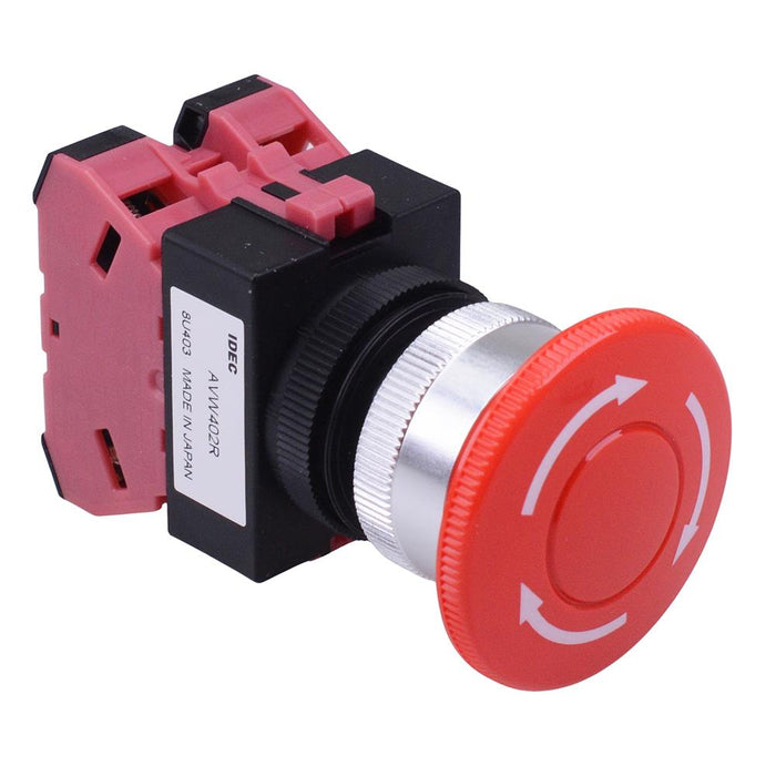 AVW402-R 30mm Emergency Stop Switch 40mm Mushroom 2NC IDEC