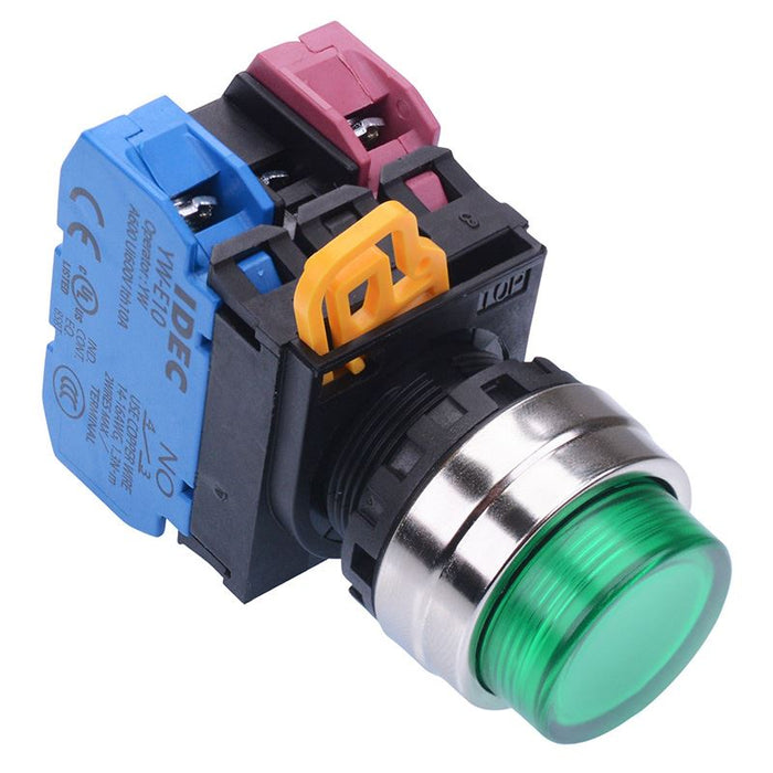 YW4L-A2E11Q3G Green 12V illuminated 22mm Metal Bezel Maintained Push Button Switch 1NO-1NC IP65 IDEC