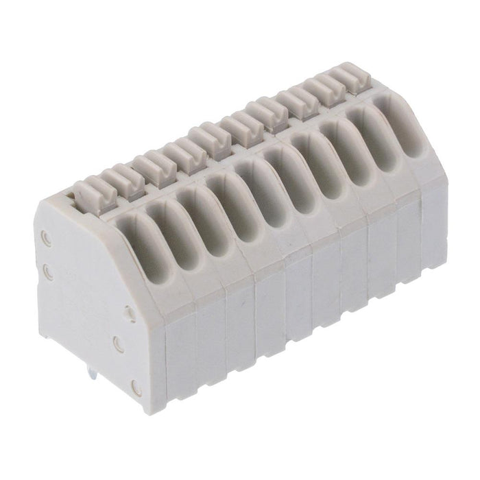 10-Way 2.5mm 45° Screwless PCB Terminal Block Grey 2A 300V