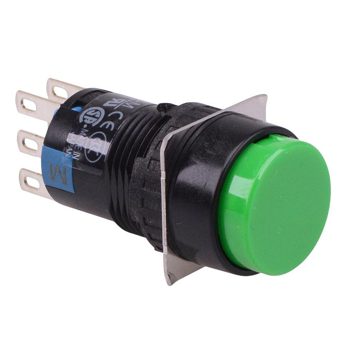 AB6M-M2G Green 16mm Momentary Round Push Button Switch DPDT