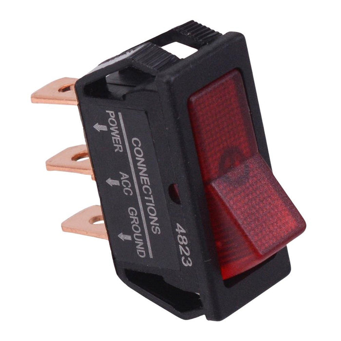 Red 12V illuminated On-Off Rectangle Rocker Switch SPST 20A R13-249B-01