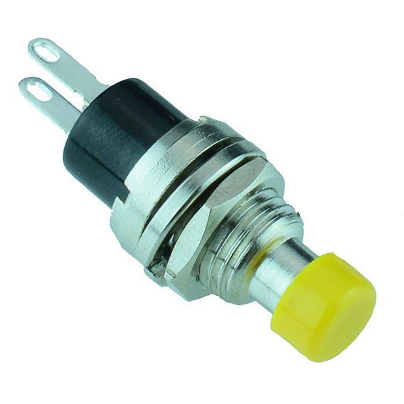 Yellow Off-(On) Miniature Metal Push Button Switch SPST