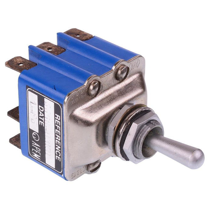 6658-03BK/3 APEM Black On-Off-(On) Momentary 12mm Toggle Switch 3PDT 6.5A