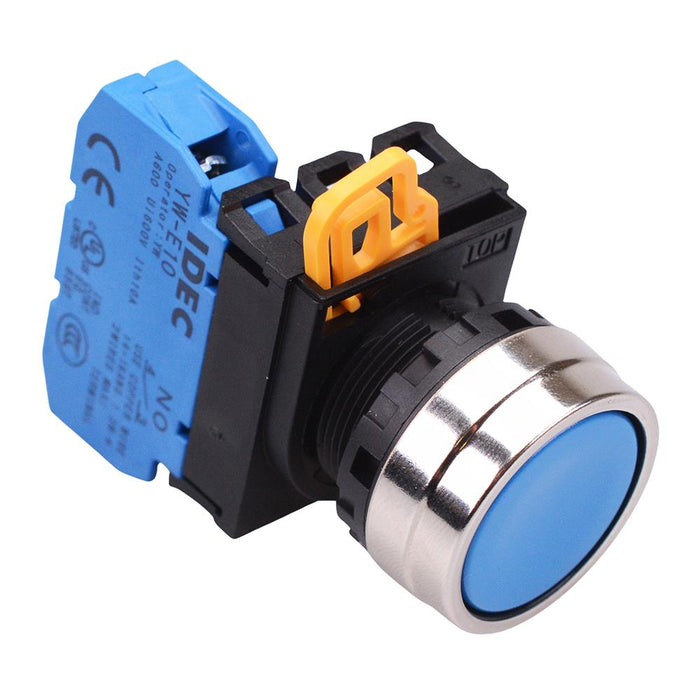 YW4B-A1E10S Blue 22mm Metal Bezel Maintained Push Button Switch NO IP65 IDEC