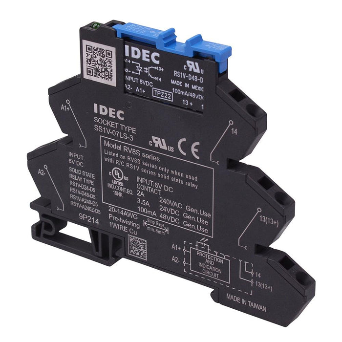 RV8S-S-D48-D6 DIN Mount 48VDC 6mm Slim Interface Solid State Relay SPDT IDEC