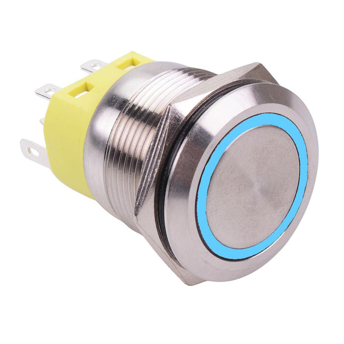 Blue LED On-On Latching 22mm Vandal Push Button Switch DPDT