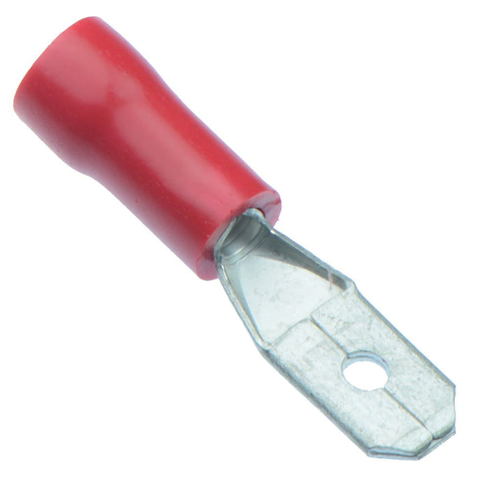 Red 4.8mm x 0.5mm Male Insulated Tab Crimp Connector (Pack of 100)