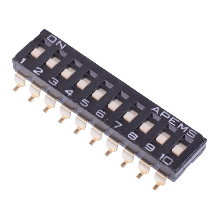 DMR10TV/TR APEM 10-Way Surface Mount 2.54mm DIP Switch SPST