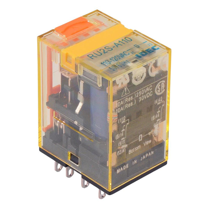 RU2S-A110 110-120VAC Plug In Power Relay Lever 10A DPDT IDEC