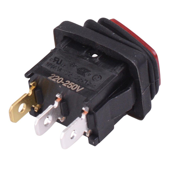 Red 230V illuminated Waterproof On-Off Rectangle Rocker Switch SPST 10A R13-66B8-02