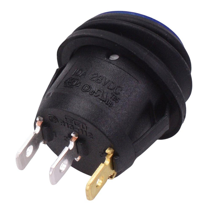 Blue Waterproof 24V LED 20mm Round Rocker Switch SPST 10A R13-112B8W-02
