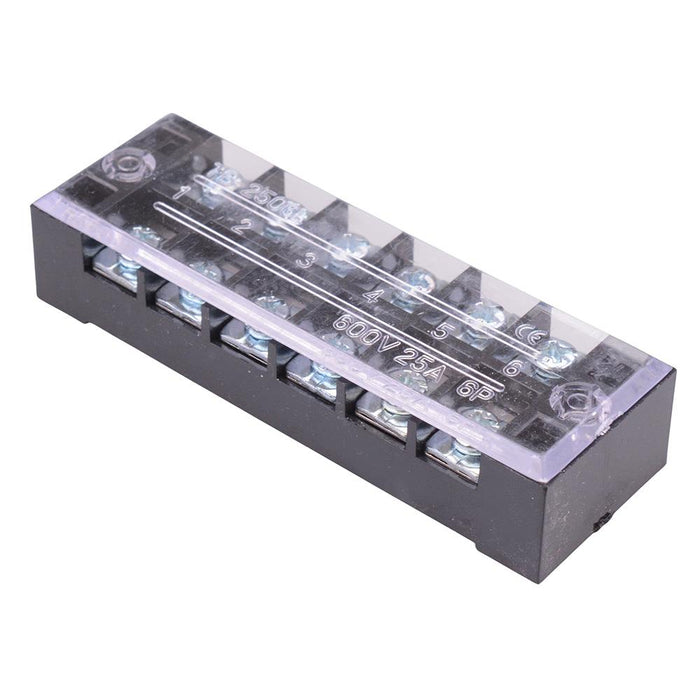 6 Way Barrier Terminal Block 25A 600V