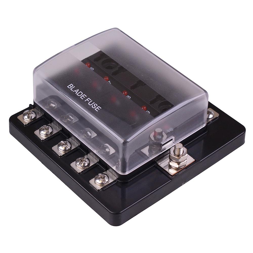10 Way Standard Blade Fuse Box with LED Indication M4 Screws 100A R3-7 ...