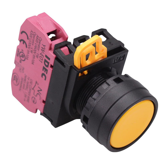YW1B-M1E01Y Yellow 22mm Momentary Push Button Switch NC IP65 IDEC