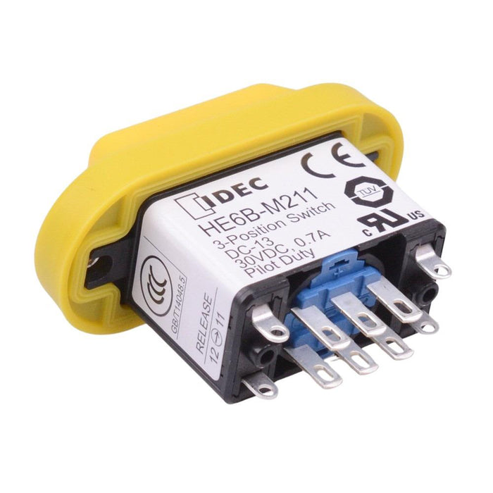 HE6B-M211Y Yellow Double 3-Position Return Monitor Rectangle Enabling Switch IDEC