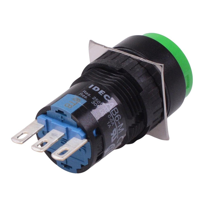 AB6M-M1G Green 16mm Momentary Round Push Button Switch SPDT