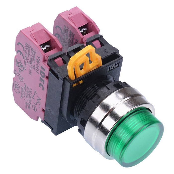 YW4L-A2E02Q0G Green 22mm Metal Bezel Maintained Push Button Switch 2NC IP65 IDEC