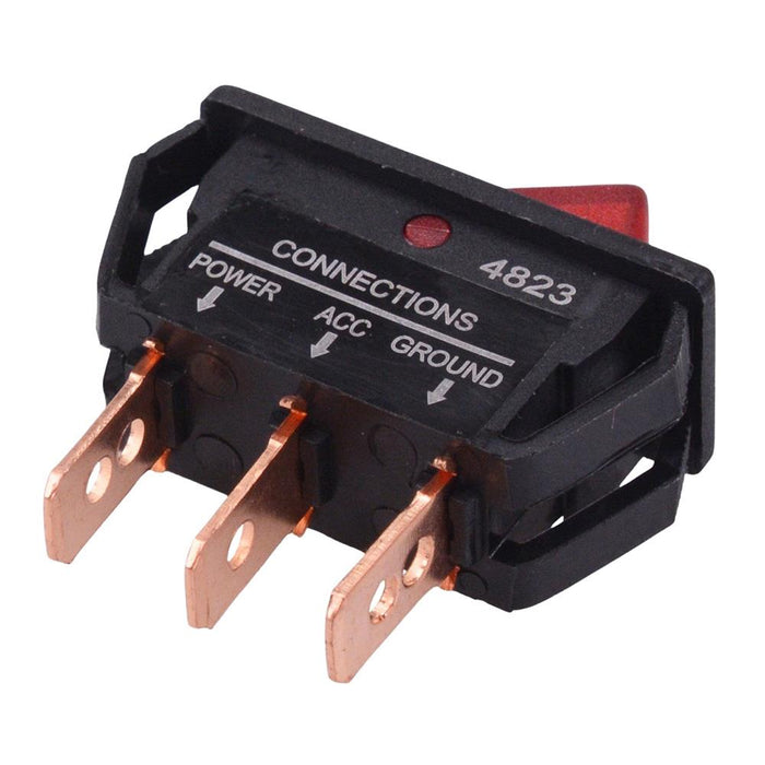 Red 12V illuminated On-Off Rectangle Rocker Switch SPST 20A R13-249B-01