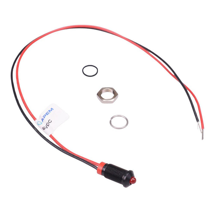 Q6P7BXXR06E Red Prominent 6mm 6VDC LED Panel Indicator IP67 APEM