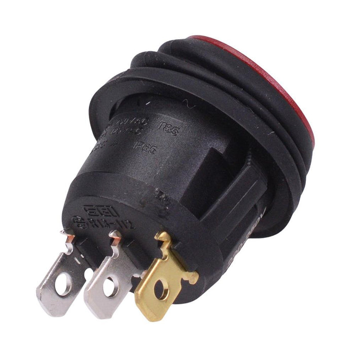 Red 230V illuminated Off-(On) Momentary 20mm Round Rocker Switch SPST 10A