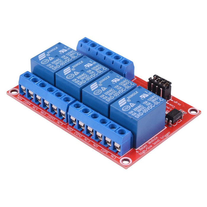 5V 4 Channel Relay Board Module Active Low - Terminal Blocks