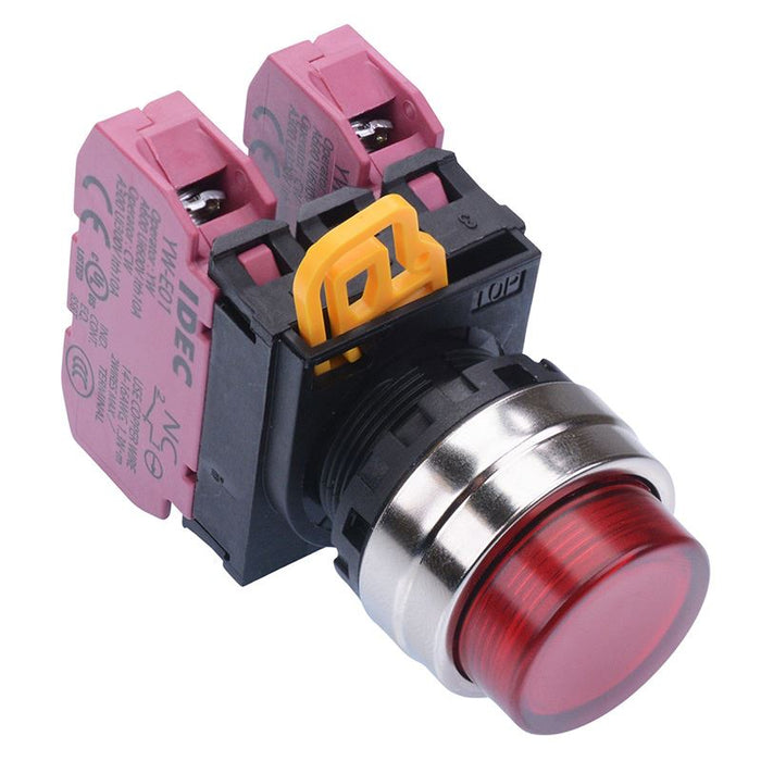 YW4L-A2E02Q0R Red 22mm Metal Bezel Maintained Push Button Switch 2NC IP65 IDEC