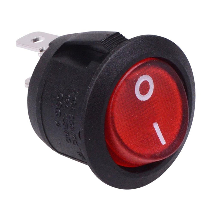 Red 230V illuminated Off-(On) Momentary 20mm Round Rocker Switch SPST 10A