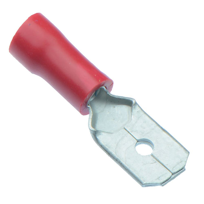 Red 6.3mm Male Spade Crimp Connector (Pack of 100)