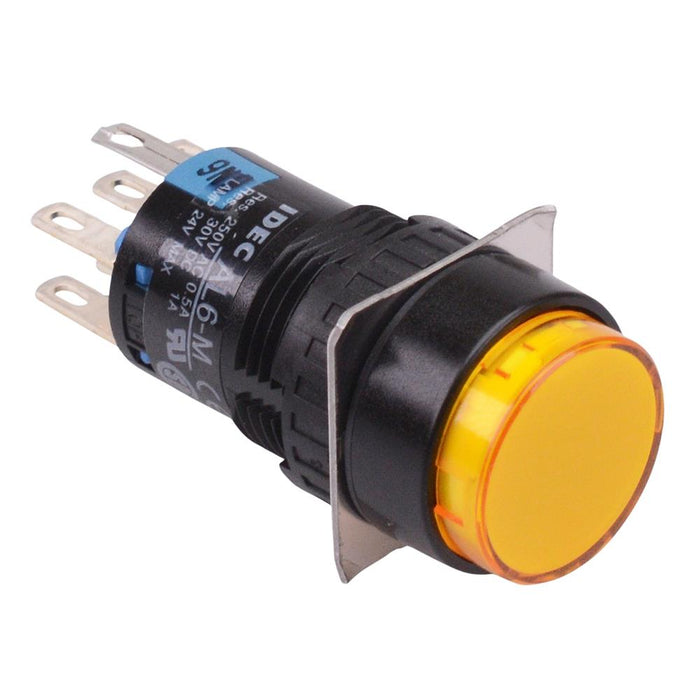 AL6M-M21PY Yellow 16mm 5VDC Momentary Round illuminated Push Button Switch IP65 DPDT