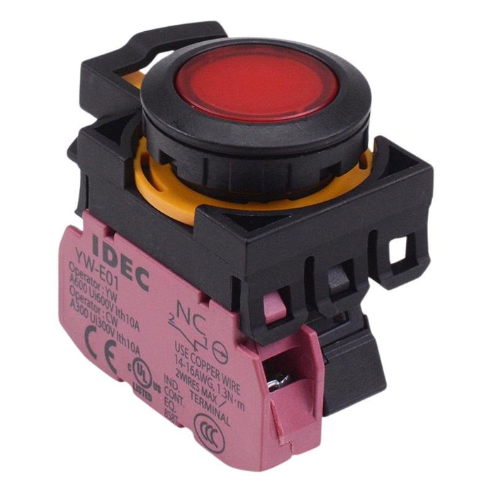 CW1L-A1E01Q3R Red 12V illuminated Maintained Push Button Switch 1NC IP65 IDEC