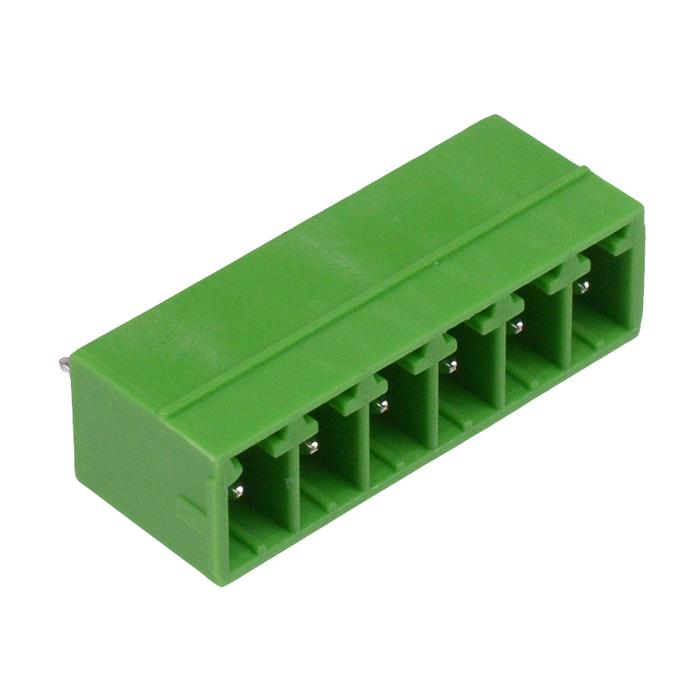 6-Way 3.81mm Vertical PCB Header Closed Ends Green 10A 300V
