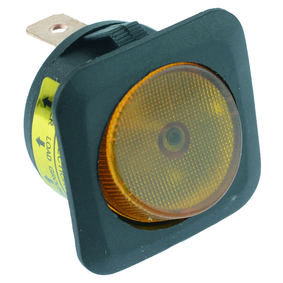 Yellow illuminated Circular Rocker Switch SPST 12V — Switch Electronics ...