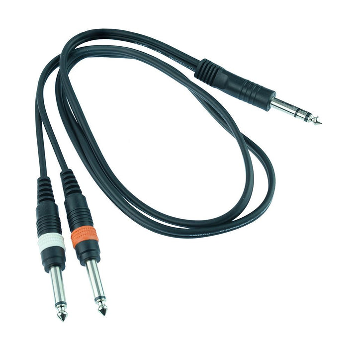 1.5M 6.35mm Stereo Plug to 2 x 6.35mm Mono Jack Plug Lead