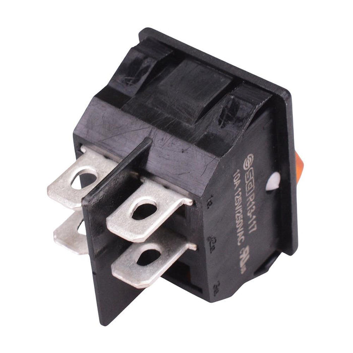 Yellow 230V illuminated On-Off Rectangle Rocker Switch DPST 10A R13-117B-01