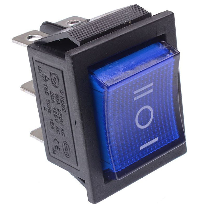 Rectangular Rocker Switch A320 Blue On-Off-On illuminated Rectangle Rocker Switch DPDT 230V — Switch ...