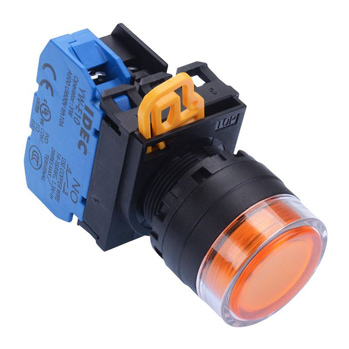 YW1L-MF2E10Q3A Amber 12V illuminated 22mm Momentary Shrouded Push Button Switch NO IP65 IDEC