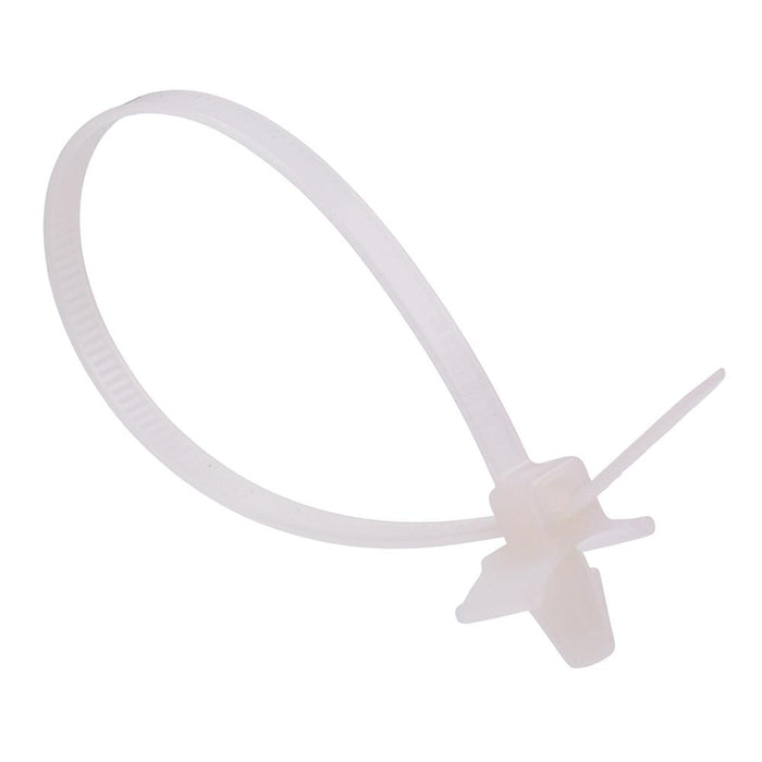 4.8mm x 200mm Natural Wing Push Mount Cable Tie - Pack of 100