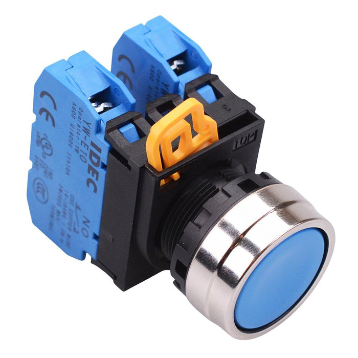 YW4B-M1E20S Blue 22mm Metal Bezel Momentary Push Button Switch 2NO IP65 IDEC