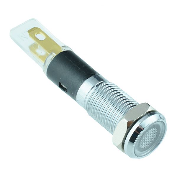 White LED 8mm Flat Metal Panel Indicator 12V